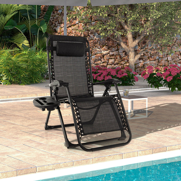 Zero Gravity Chair Folding Recliner Lounge Chair w/ Cushion Cup Holder Image 1