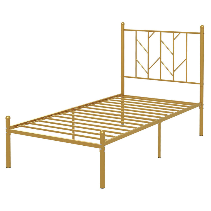 Twin Size Platform Bed Frame Heavy-duty Metal Bed Frame w/Sturdy Metal Slat Support Gold Image 10