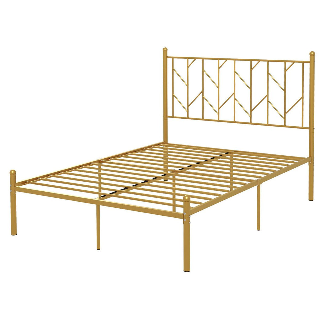 Full Size Platform Bed Frame Heavy-duty Metal Bed Frame w/Sturdy Metal Slat Support Gold Image 9