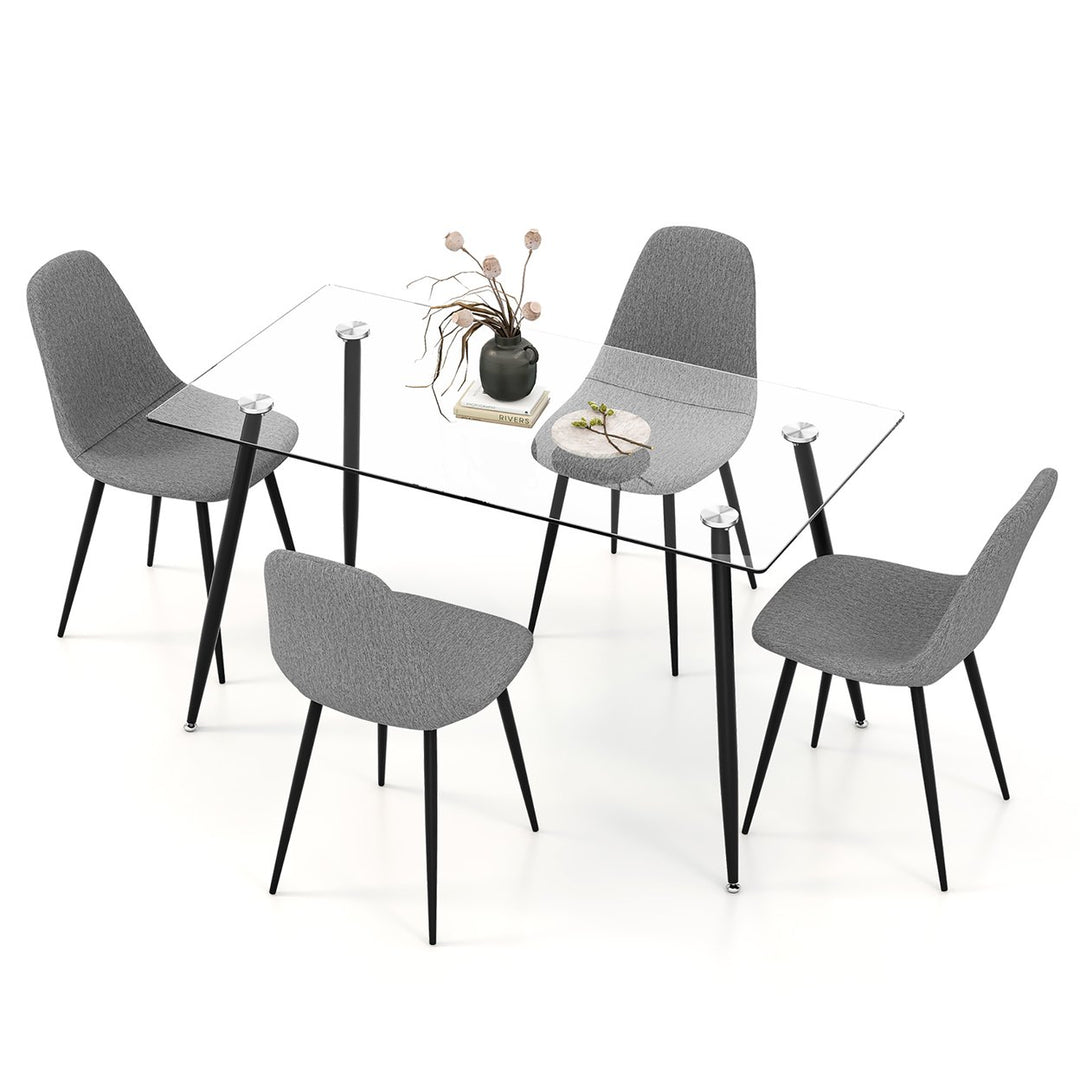 5 PCS Dining Table Set 51" Modern Rectangular Glass Table and 4 Chairs Kitchen Image 1