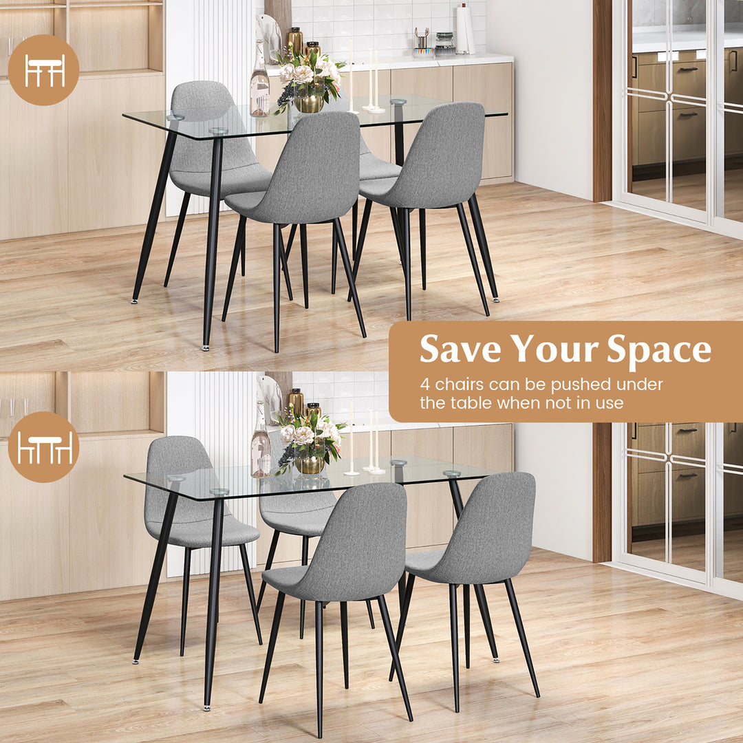 5 PCS Dining Table Set 51" Modern Rectangular Glass Table and 4 Chairs Kitchen Image 5