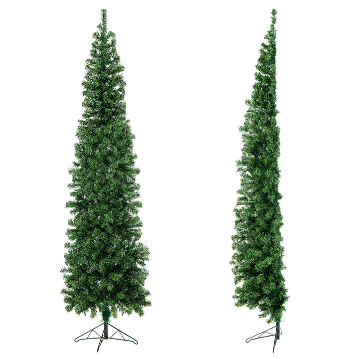 7FT Pre-Lit PVC Tree Half Artificial Tree w/ Branch Tips and Lights Image 10