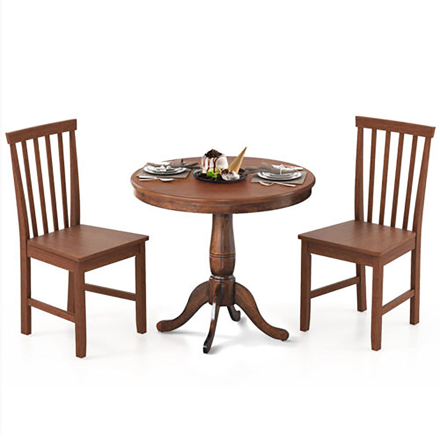 3-Piece Dining Kitchen Table Dining Set Mid-Century Round WoodenTable and 2 Chairs Image 1