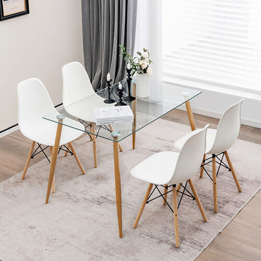 5 Pieces Dining Table Set for 4 Rectangle Glass Table and 4 Modern Chairs for Home Image 1