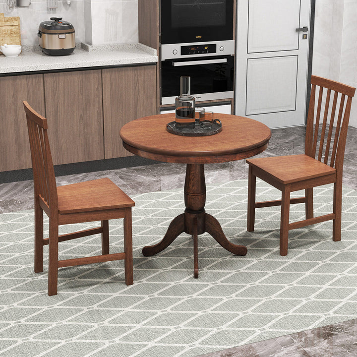 3-Piece Dining Kitchen Table Dining Set Mid-Century Round WoodenTable and 2 Chairs Image 4