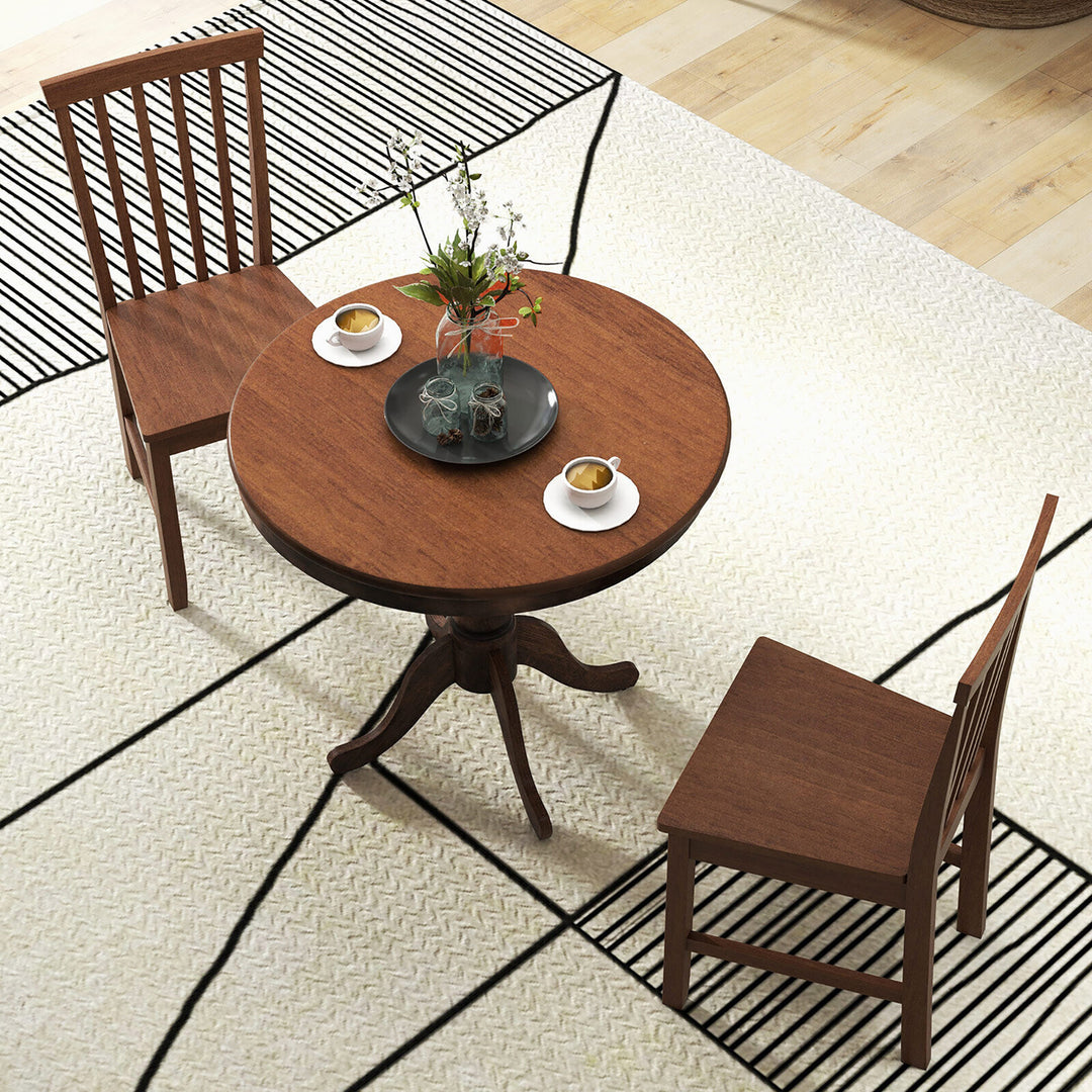 3-Piece Dining Kitchen Table Dining Set Mid-Century Round WoodenTable and 2 Chairs Image 5