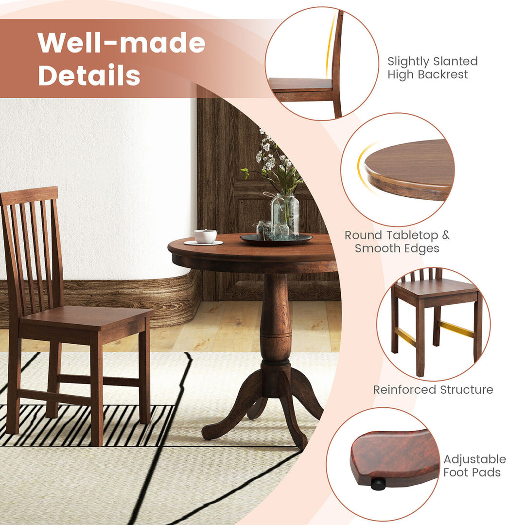 3-Piece Dining Kitchen Table Dining Set Mid-Century Round WoodenTable and 2 Chairs Image 6