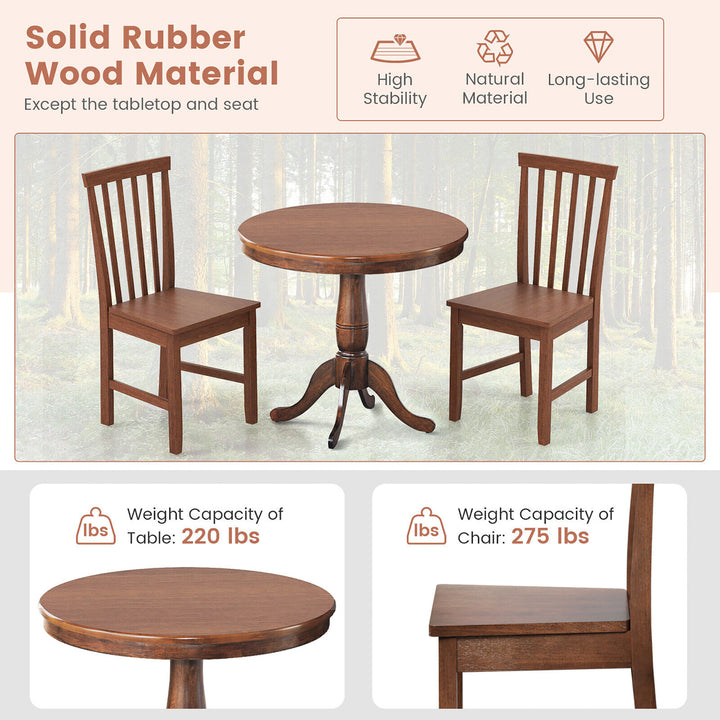 3-Piece Dining Kitchen Table Dining Set Mid-Century Round WoodenTable and 2 Chairs Image 7