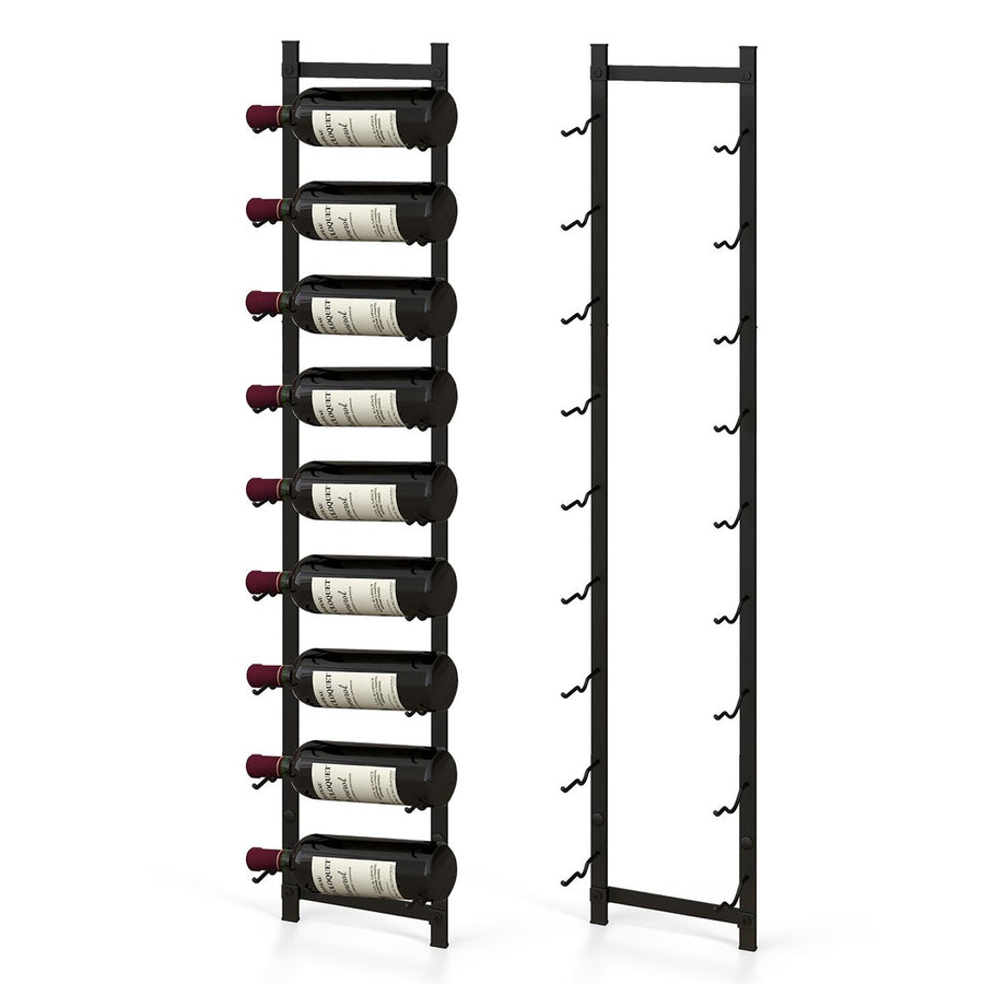 9 Bottles Wall Mounted Wine Rack Metal Wine Display Holder Organizer Image 1