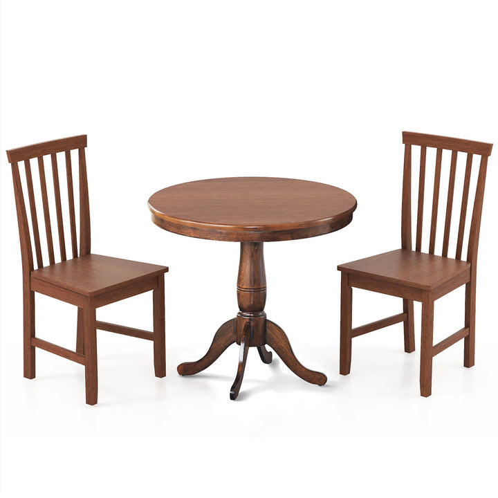 3-Piece Dining Kitchen Table Dining Set Mid-Century Round WoodenTable and 2 Chairs Image 9