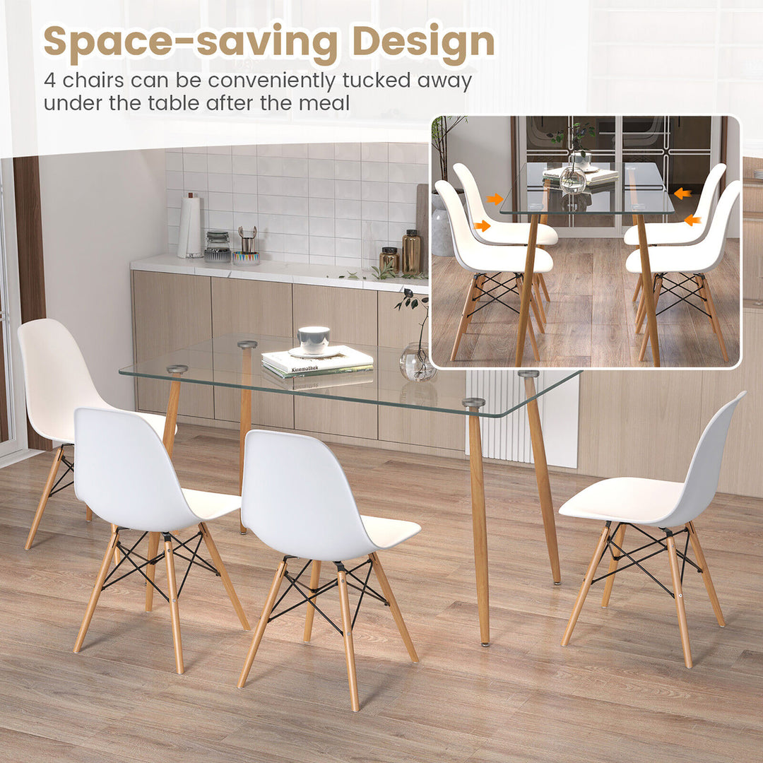 5 Pieces Dining Table Set for 4 Rectangle Glass Table and 4 Modern Chairs for Home Image 7