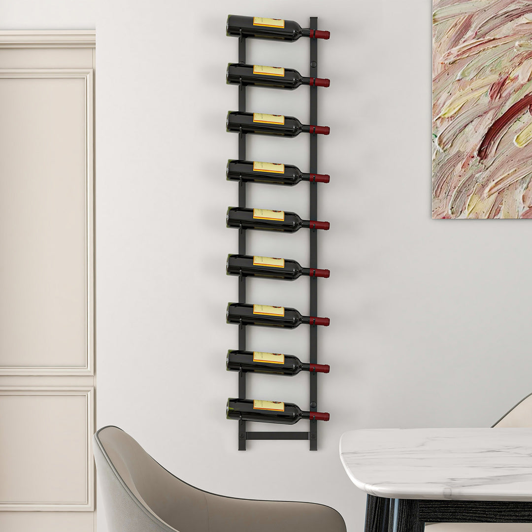 9 Bottles Wall Mounted Wine Rack Metal Wine Display Holder Organizer Image 4