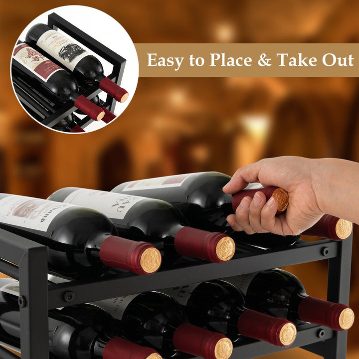 8 Bottle Wine Rack 2 Tier Wine Display Storage Holder Countertop Metal Shelf Image 8