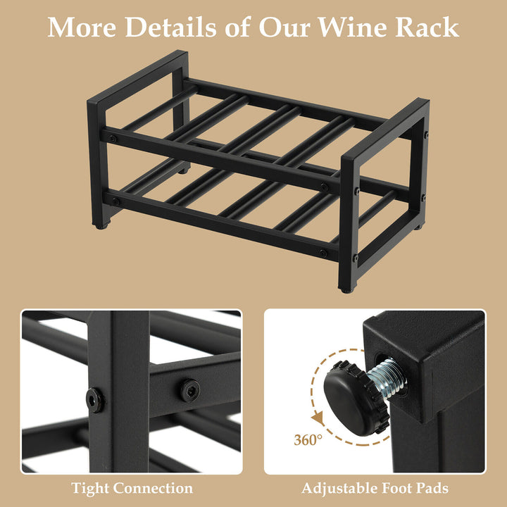 8 Bottle Wine Rack 2 Tier Wine Display Storage Holder Countertop Metal Shelf Image 9