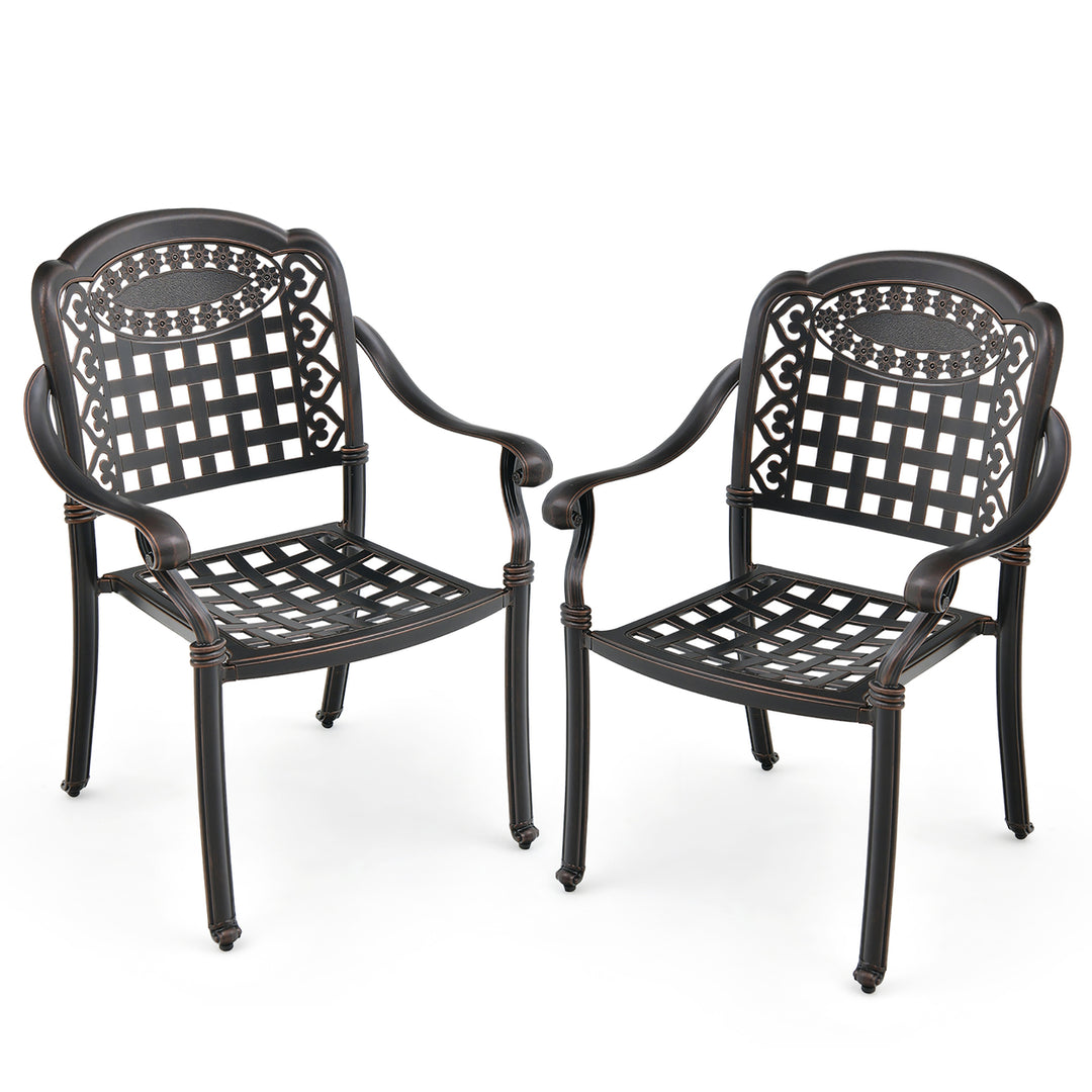 2 Pieces Cast aluminum patio chair bistro dining chair outdoor cast aluminum chair Image 2