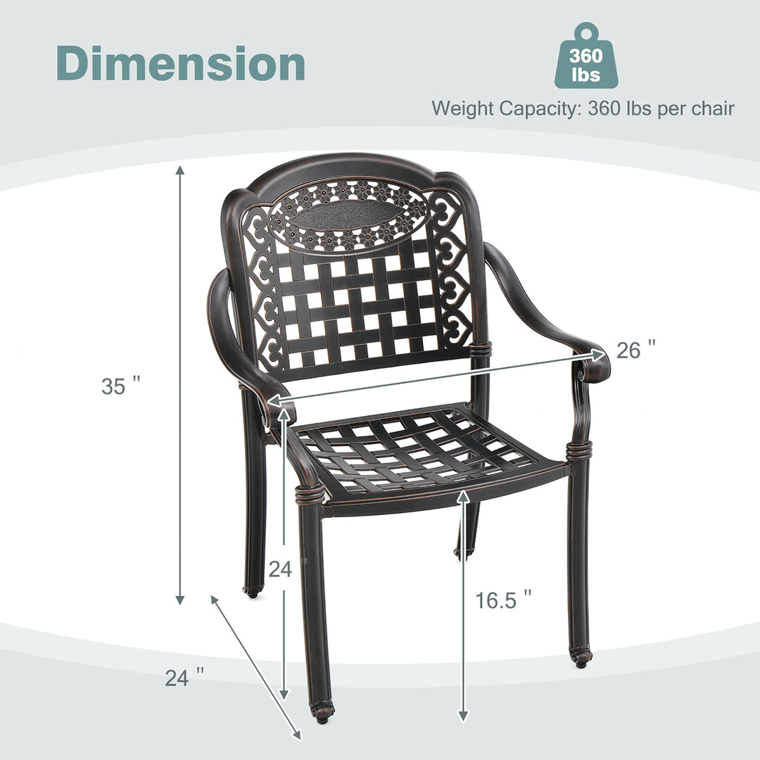 2 Pieces Cast aluminum patio chair bistro dining chair outdoor cast aluminum chair Image 3