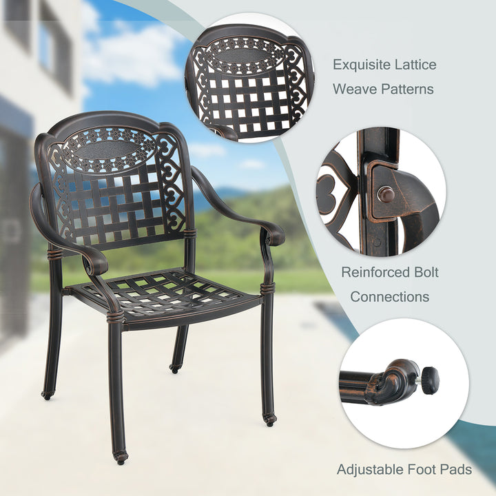 2 Pieces Cast aluminum patio chair bistro dining chair outdoor cast aluminum chair Image 5