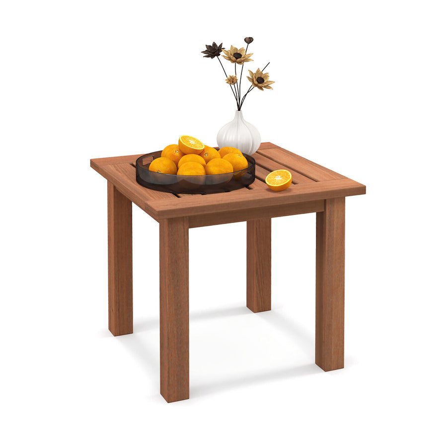 Patio Side Table Hardwood All-Weather Outdoor Square End Bistro Table Garden Image 1