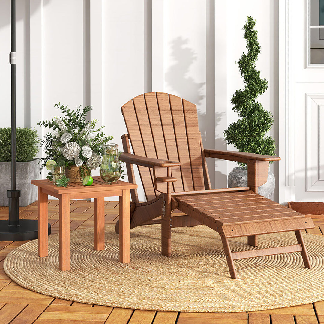 Patio Side Table Hardwood All-Weather Outdoor Square End Bistro Table Garden Image 2