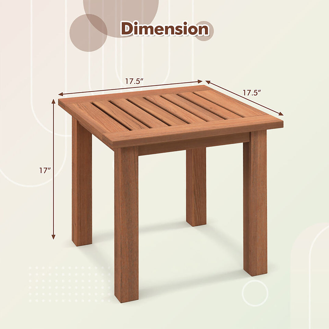 Patio Side Table Hardwood All-Weather Outdoor Square End Bistro Table Garden Image 3