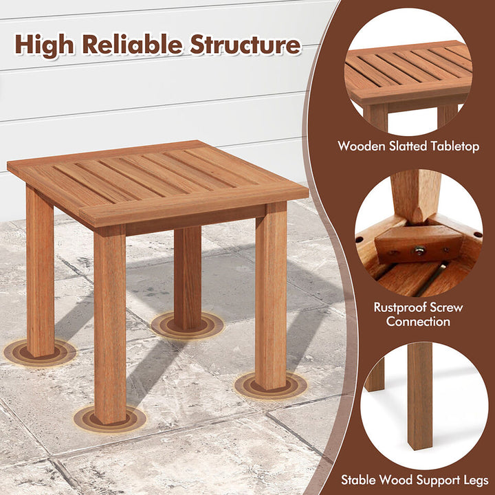 Patio Side Table Hardwood All-Weather Outdoor Square End Bistro Table Garden Image 9