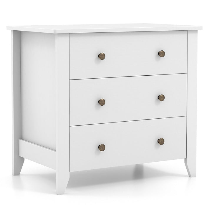 3 Drawer Dresser Chest of Drawers Bedside Table for Living Room Bedroom White Image 1