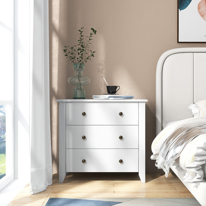 3 Drawer Dresser Chest of Drawers Bedside Table for Living Room Bedroom White Image 4