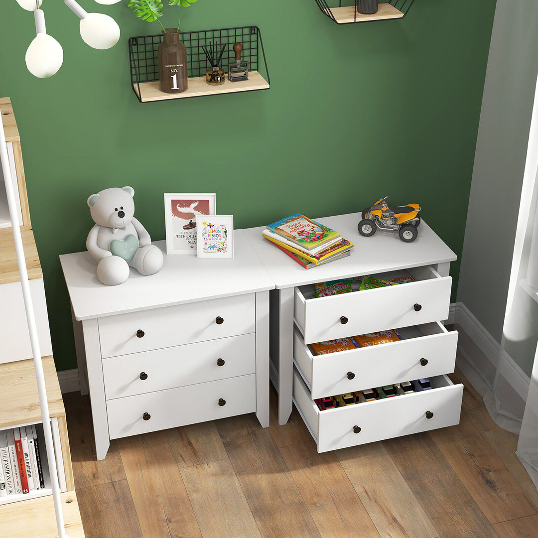 3 Drawer Dresser Chest of Drawers Bedside Table for Living Room Bedroom White Image 5