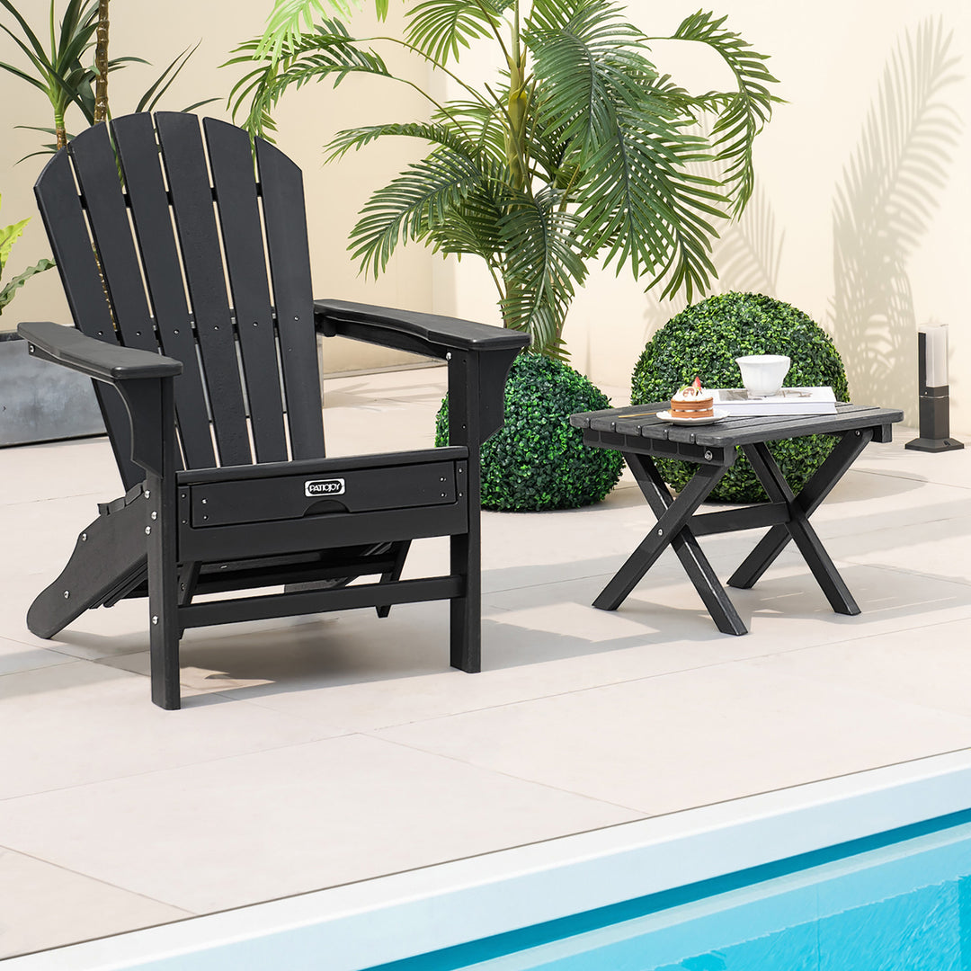 2 Pieces Folding Adirondack Side Table Poolside Garden Patio Black Image 7