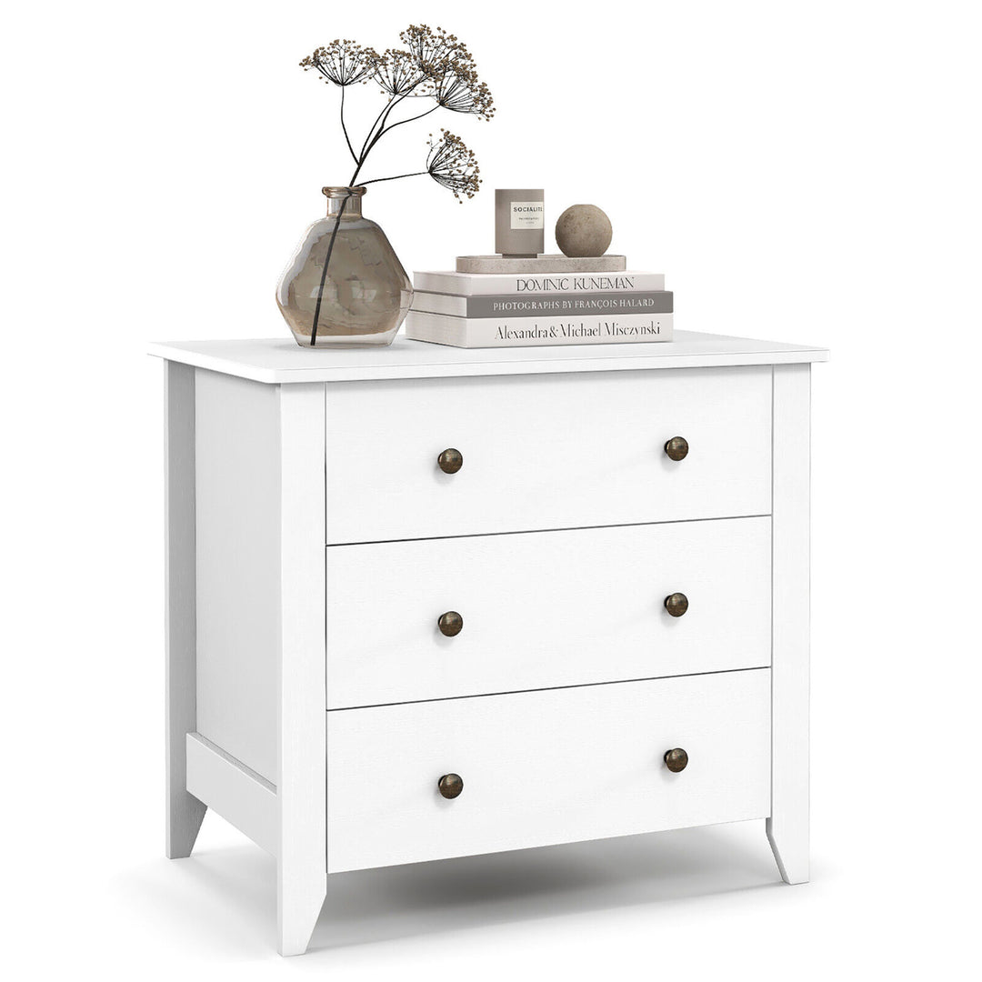 3 Drawer Dresser Chest of Drawers Bedside Table for Living Room Bedroom White Image 10