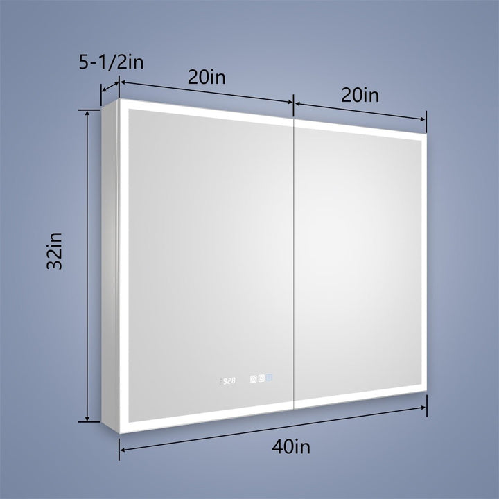 Rim 40" W x 32" H Led Lighted Medicine Cabinet Recessed or Surface with Mirrors Image 4