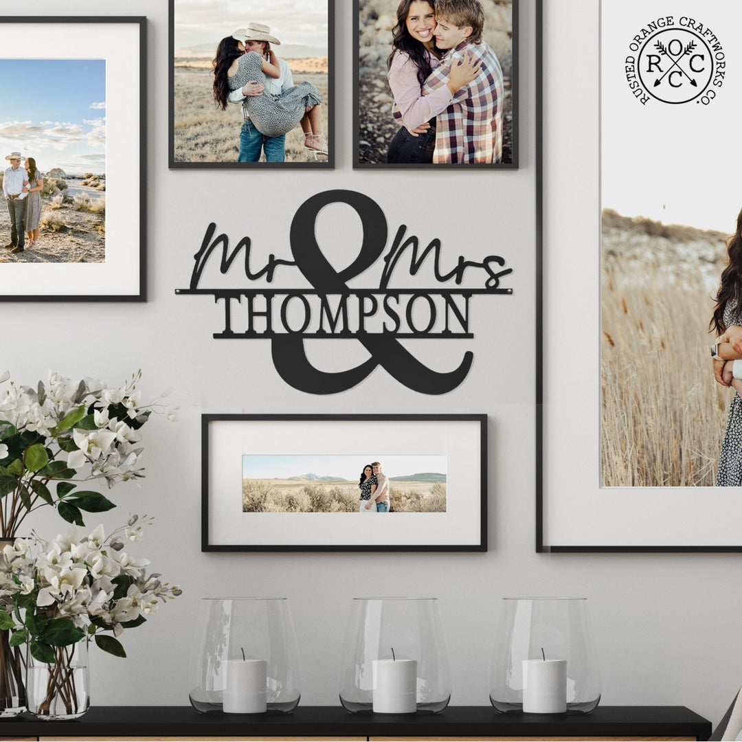Mr and Mrs Personalized Name Sign - Couple Gifts  For Bedroom Image 1