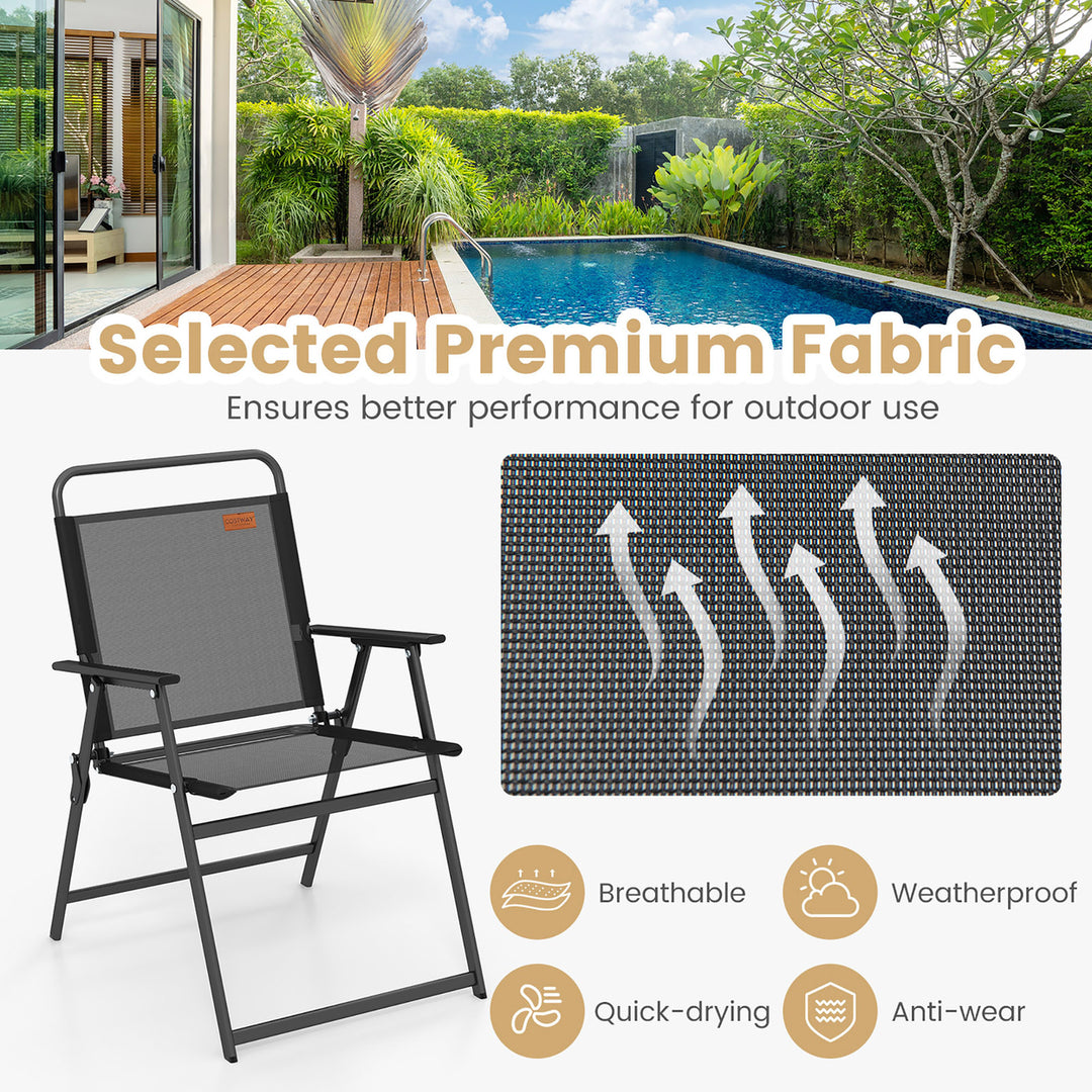 3-Piece Patio Bistro Set Outdoor Folding Chairs and Table Set Balcony Yard Poolside Black Image 8