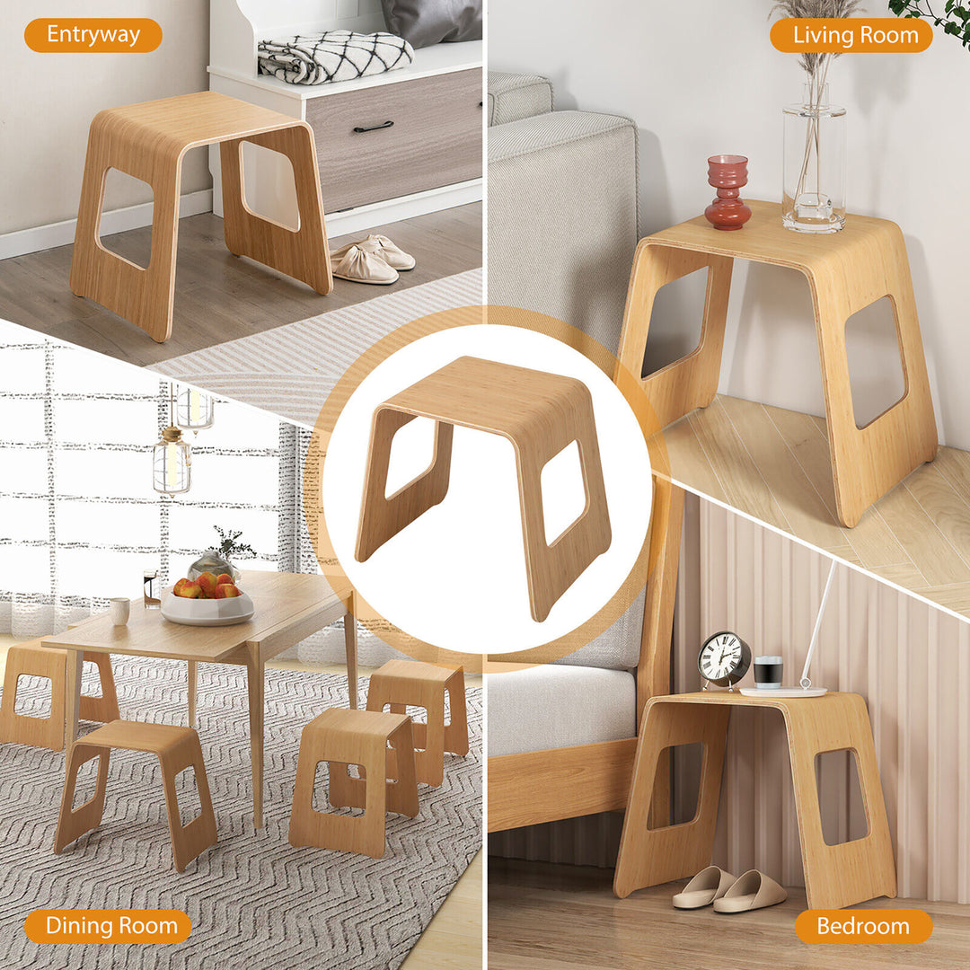 4-Pack Versatile Bamboo Stool 18 Wooden Shoe Changing Stool Natural Image 8