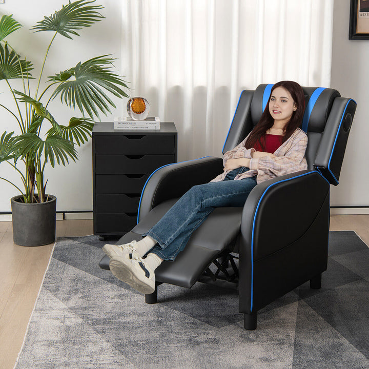 Massage Gaming Recliner Chair PU Leather Single Recliner Sofa Chair Image 3