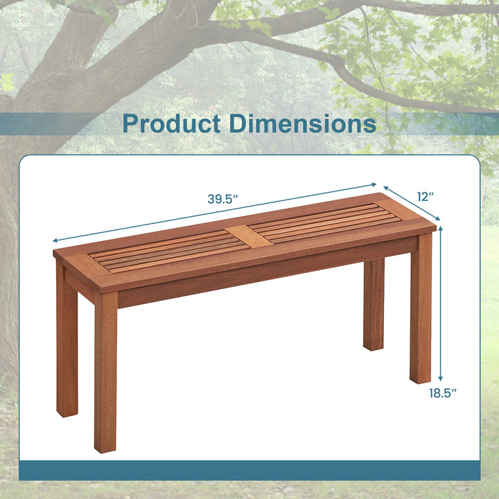 2-Person Outdoor Bench Patio Bench w/ Slatted Seat Weather Resistant Solid Wood Frame Image 3