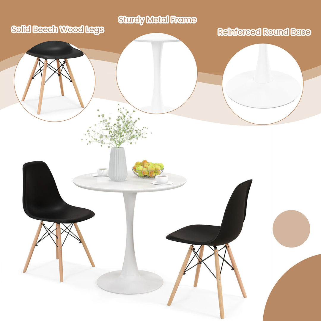 3 PCS Dining Set Modern Round Dining Table 2 Chairs for Small Space Kitchen Image 5