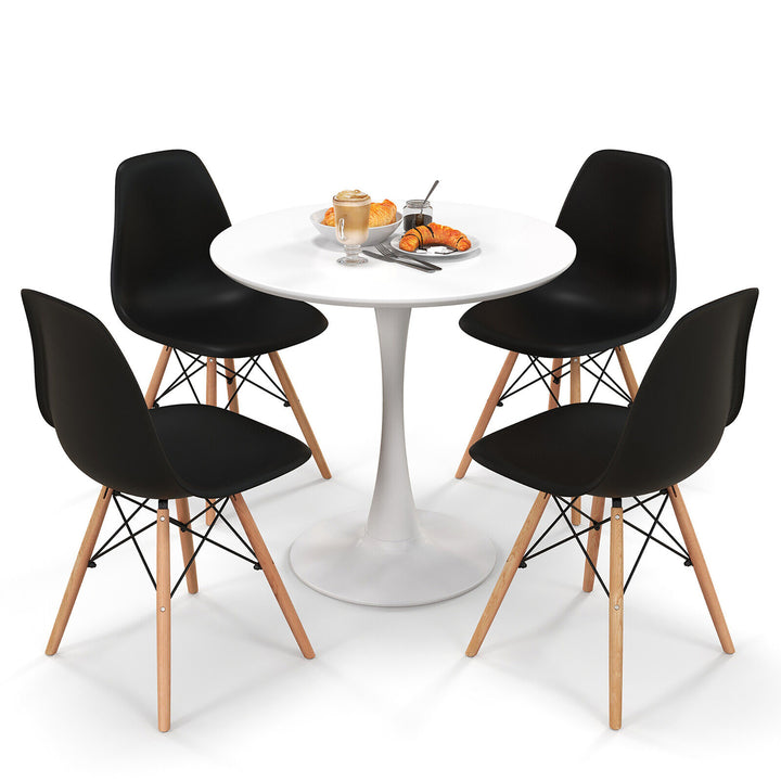 5 PCS Dining Set Modern Round Dining Table 4 Chairs for Small Space Kitchen Image 1