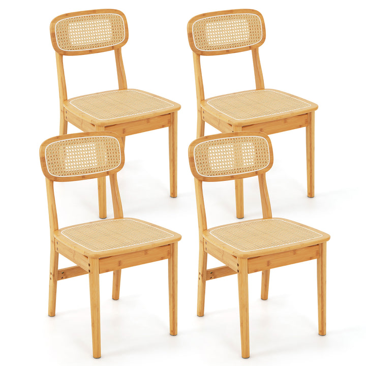 Rattan Dining Chairs Set of 2 Kitchen Dining Chairs w/ Simulated Rattan Backrest Image 1