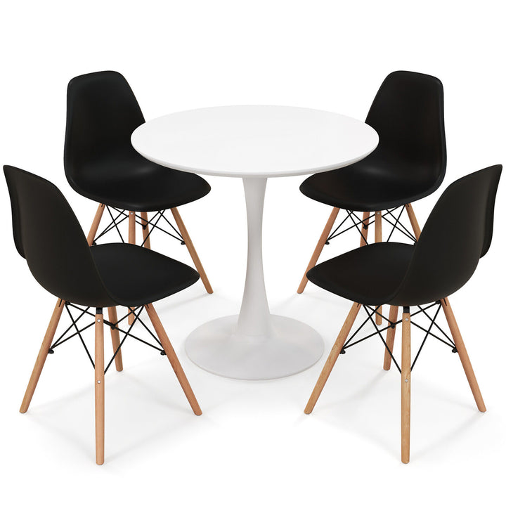 5 PCS Dining Set Modern Round Dining Table 4 Chairs for Small Space Kitchen Image 8