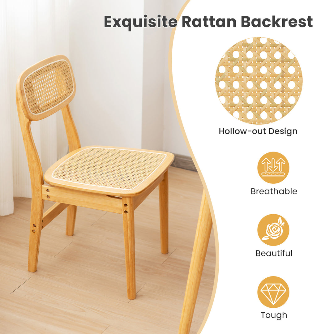 Rattan Dining Chairs Set of 2 Kitchen Dining Chairs w/ Simulated Rattan Backrest Image 8