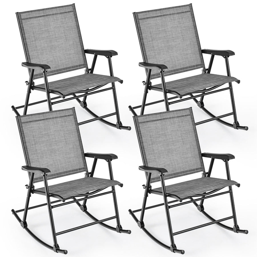 Set of 4 Patio Rocking Char Outdoor Folding Rocker w/ Sturdy Metal Frame Image 1