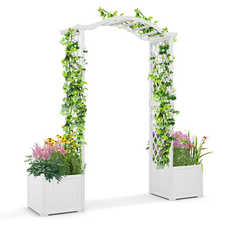 Garden Arbor with Planter Wooden Planter Arch with Trellis Image 1