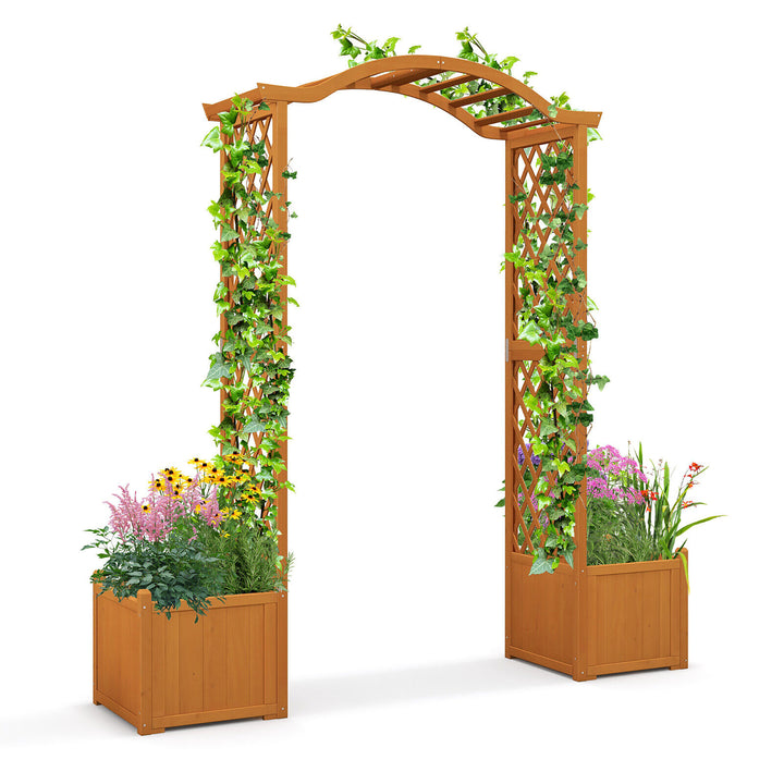 Garden Arbor with Planter Wooden Planter Arch with Trellis Image 2