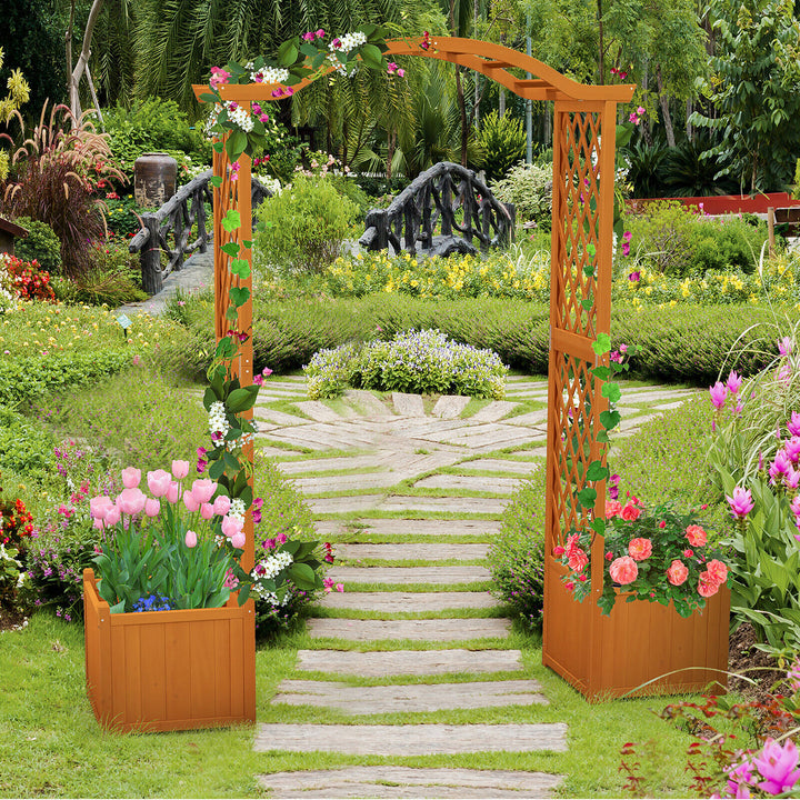 Garden Arbor with Planter Wooden Planter Arch with Trellis Image 3