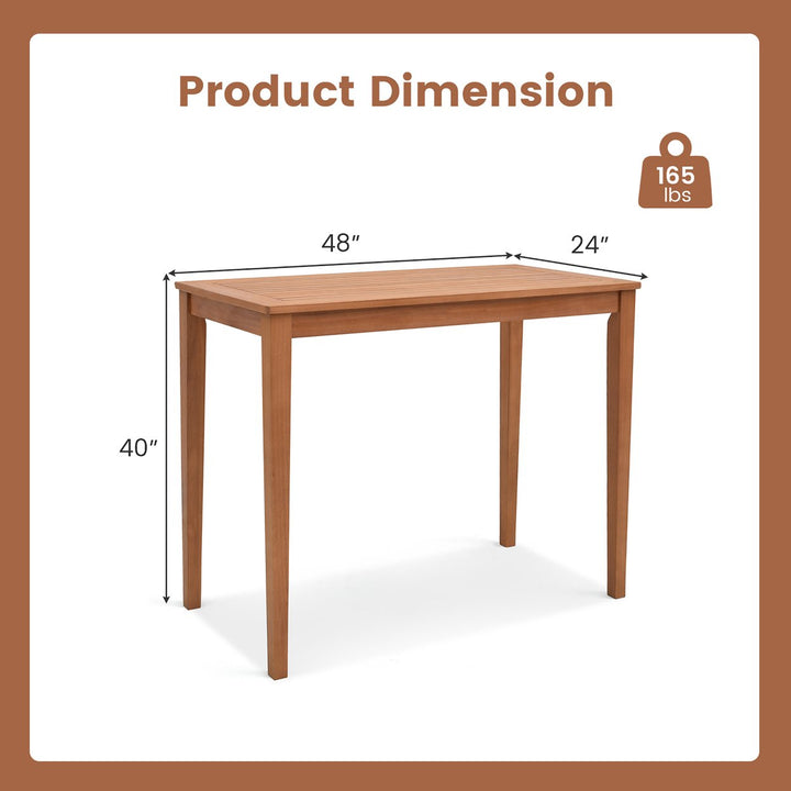 Outdoor Eucalyptus Wood Bar Table Outdoor Bar Height Dining Table for 4 People Natural Image 3