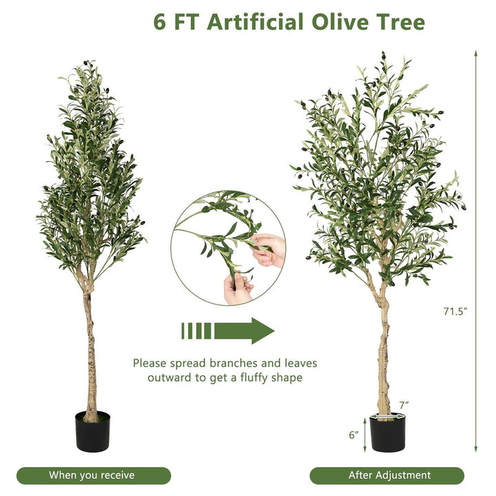 Artificial Olive Tree 6 FT Tall Faux Olive Plants for Indoor and Outdoor Image 3