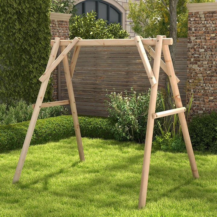 Wooden Swing Frame 67 Solid Wood Heavy Duty A-Frame Stand with Bars Porch Lawn Image 1