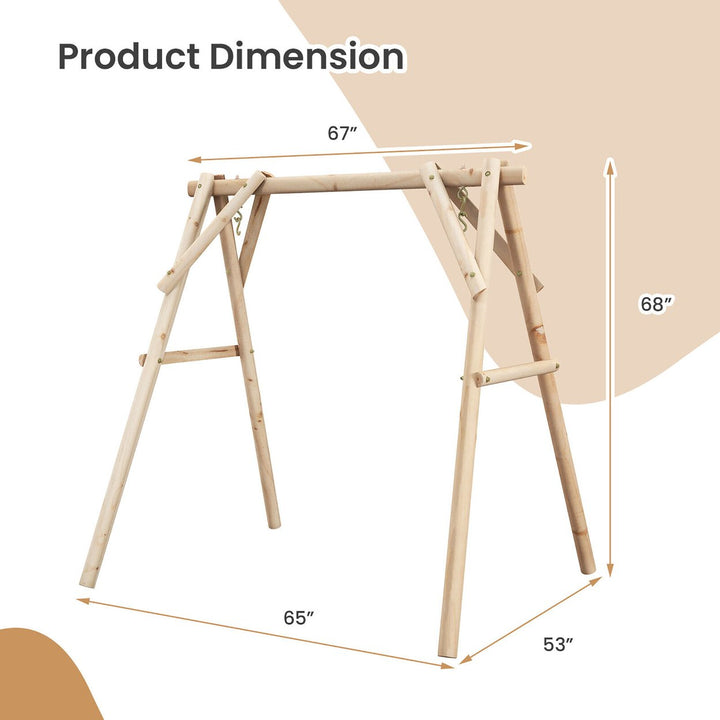 Wooden Swing Frame 67 Solid Wood Heavy Duty A-Frame Stand with Bars Porch Lawn Image 3