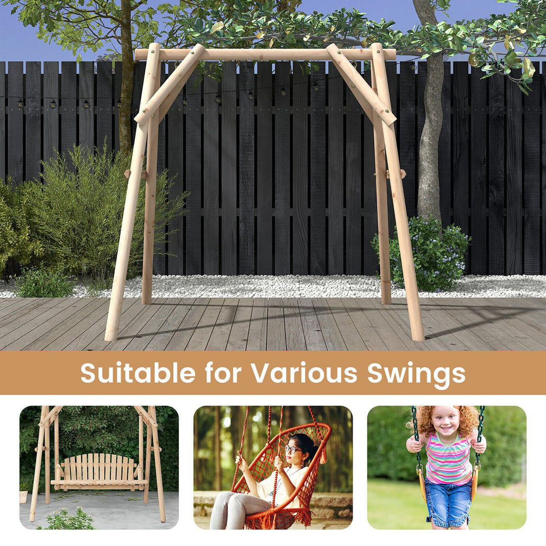 Wooden Swing Frame 67 Solid Wood Heavy Duty A-Frame Stand with Bars Porch Lawn Image 8